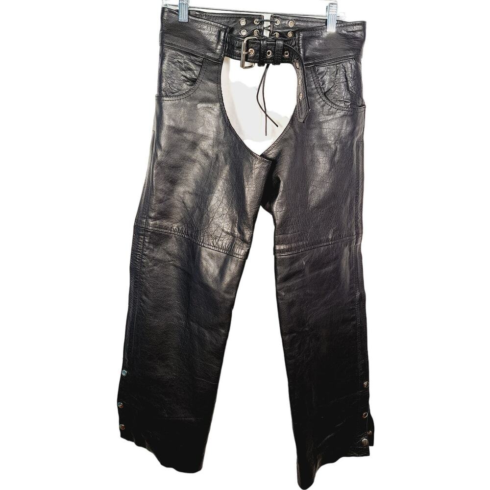 Barney's Leather Unisex Leather Biker Chaps Size Small